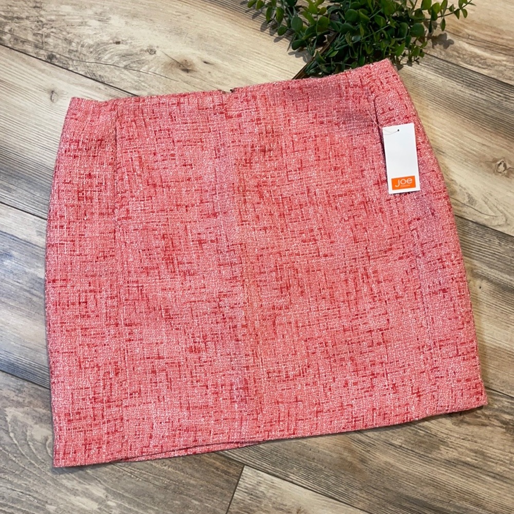 Joe Fresh-NWT-Coral Tweed Lined Zip up Mini Skirt Women’s Sz 8